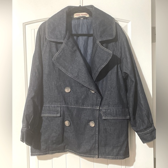 NEW Free People Denim Car Coat, Size XS - Picture 1 of 7